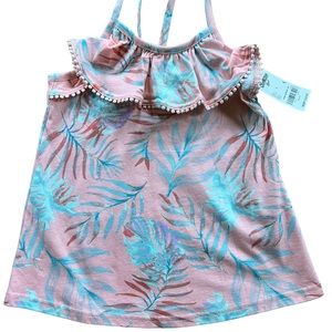 Oshkosh Girls Summer top with spaghetti straps and ruffle across top. NWT Size 5